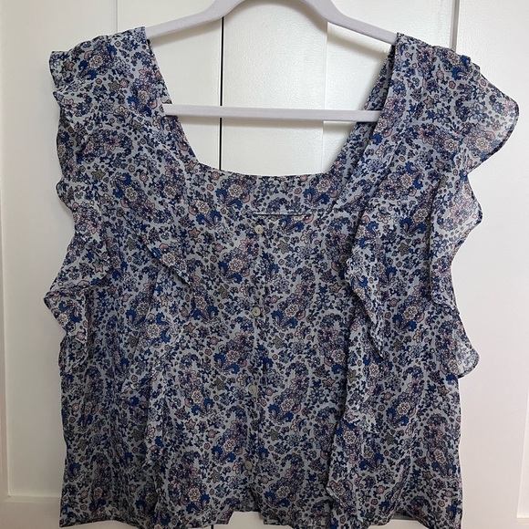 Mango Floral Blue Women's Top - Picture 3 of 5